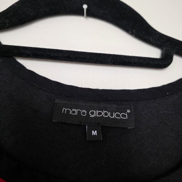 Mara Gibbucci Tunic Blouse Med Red Lagenlook Asymmetrical Linen Sleeveless Boho - Picture 6 of 9